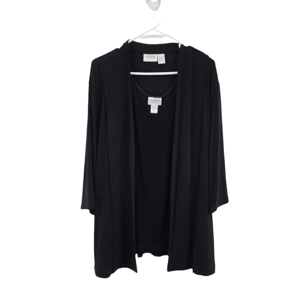 Chico's Travelers Women's 2 Piece Tank Top and Cardigan Set Black - XL